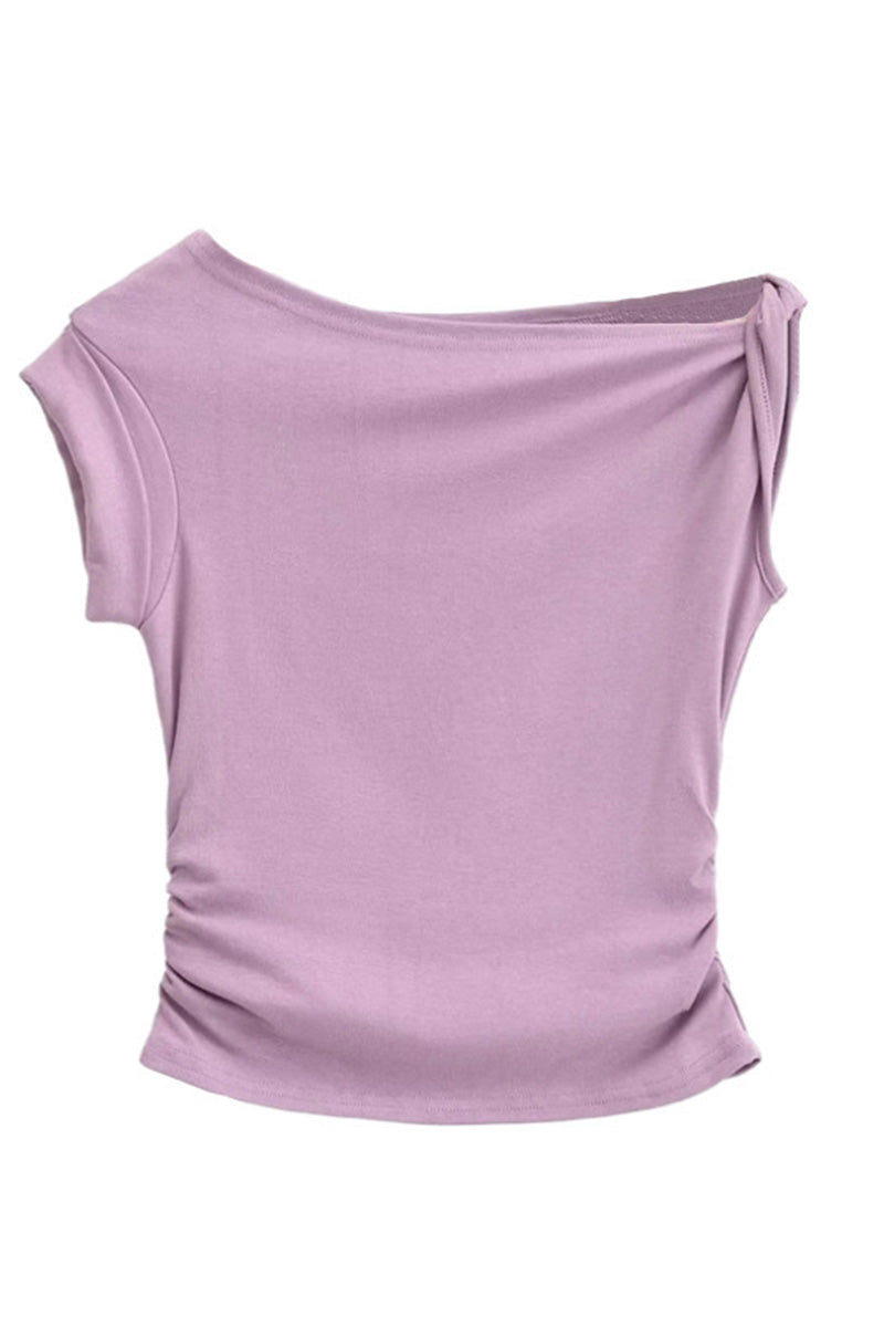 Asymmetrical Off-Shoulder Fitted Top