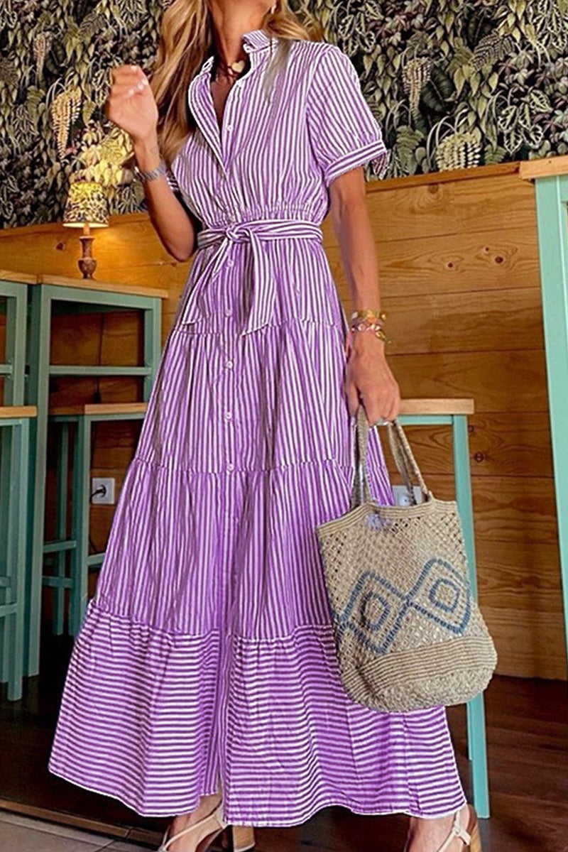 Striped Button-Up Maxi Dress