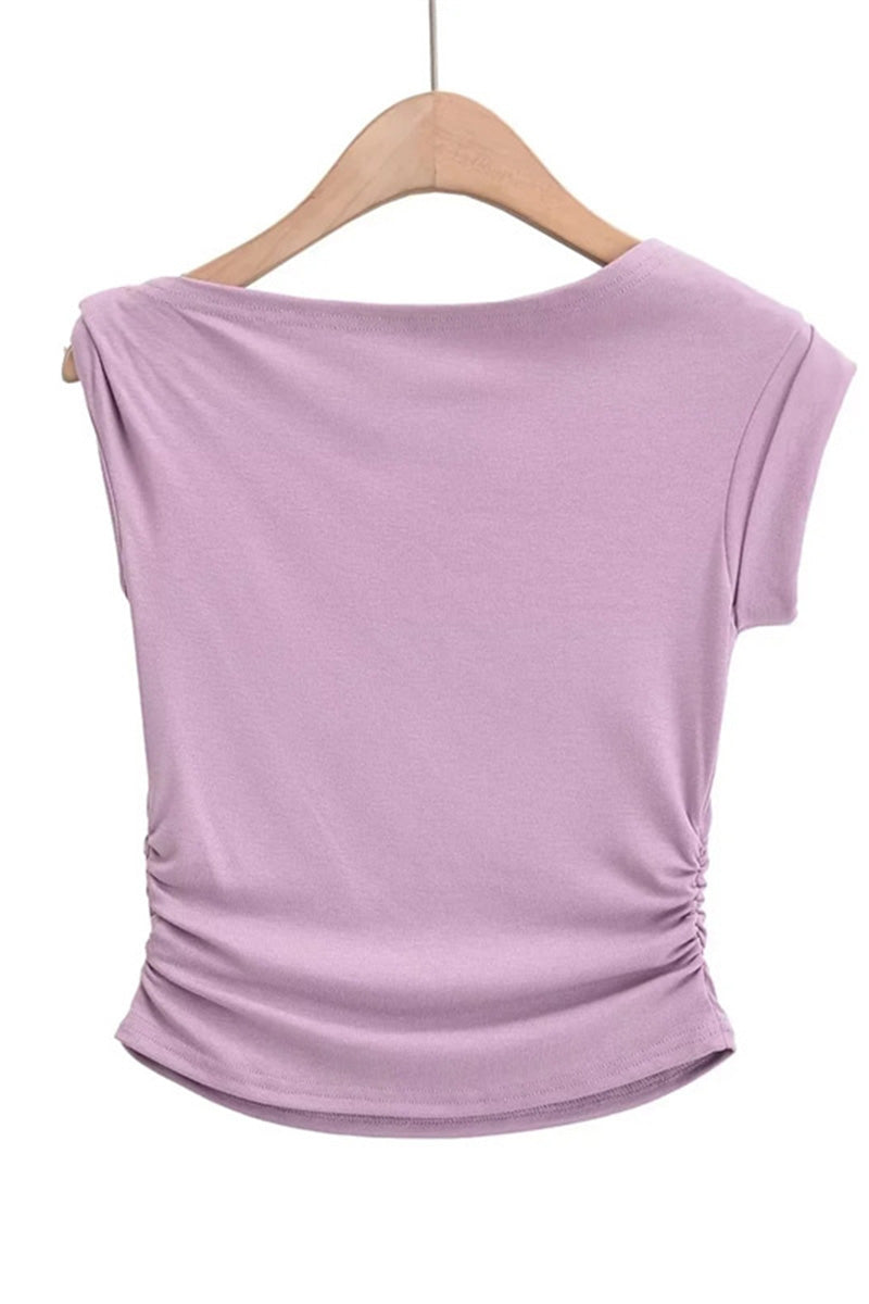 Asymmetrical Off-Shoulder Fitted Top