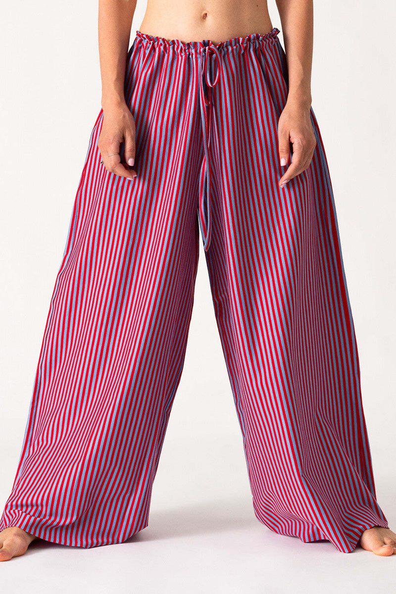 Wide-Leg Elastic Waist Casual Pants