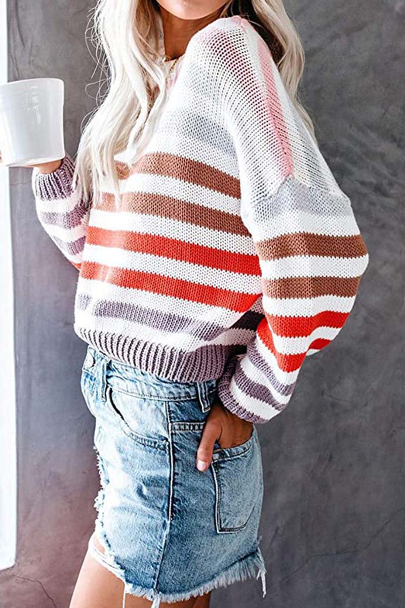 Striped Colorblock Pullover Sweater