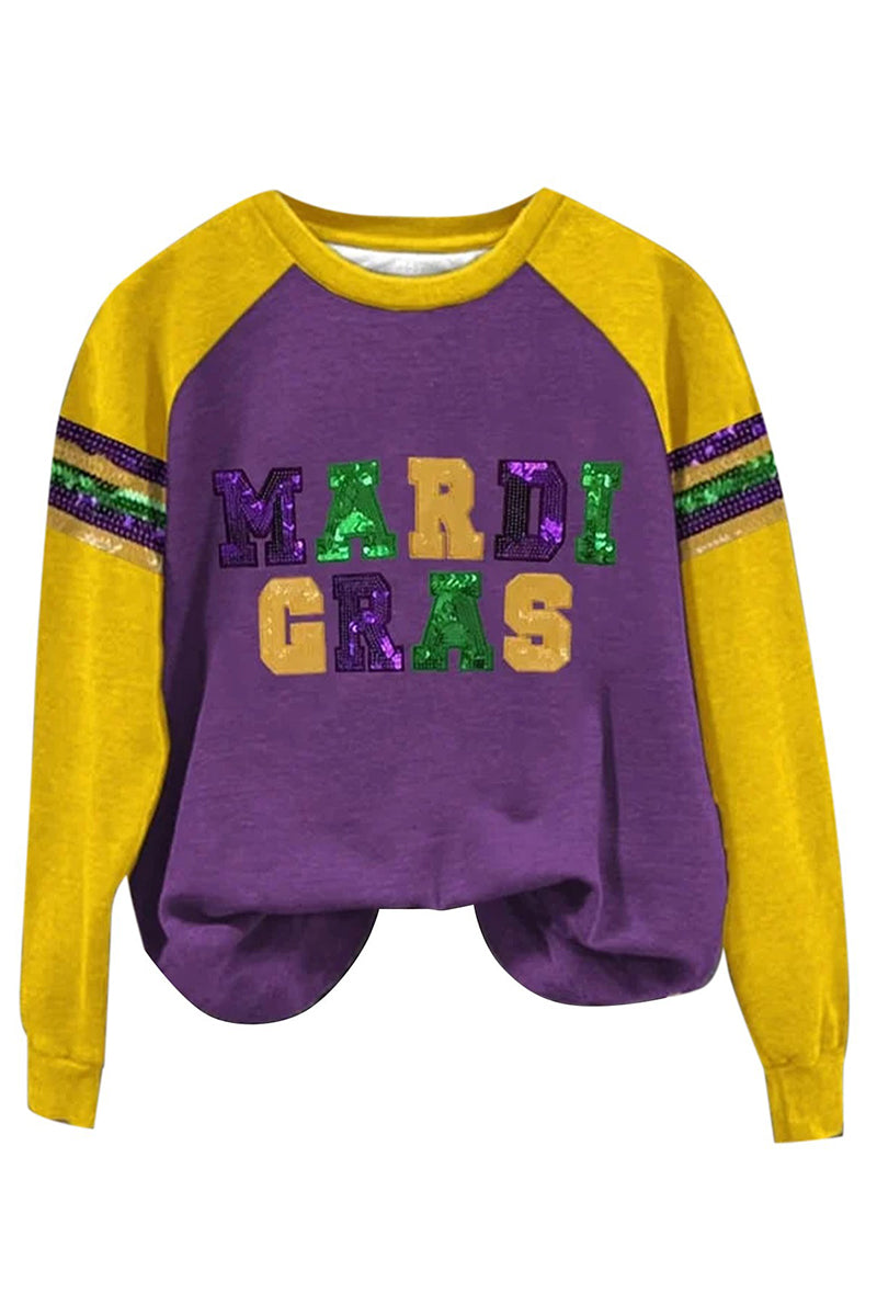 Mardi Gras V-Neck Printed Top