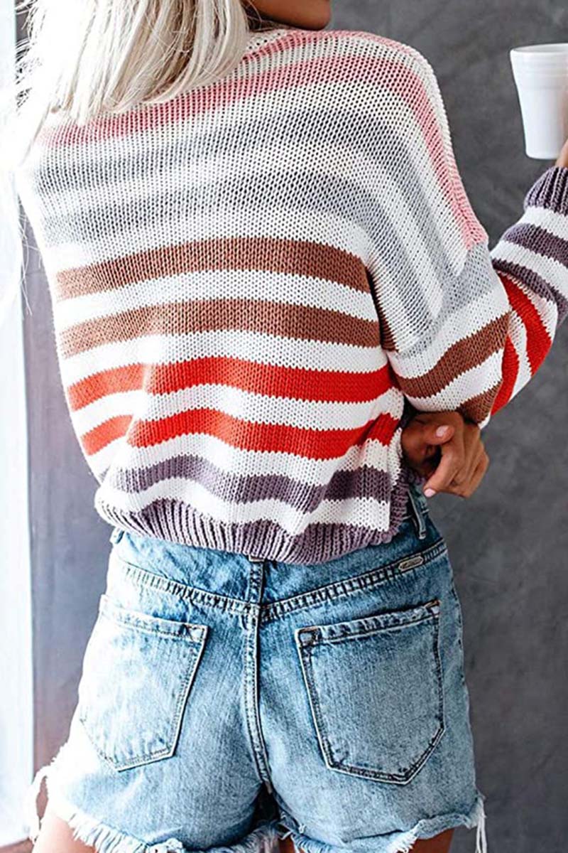 Striped Colorblock Pullover Sweater