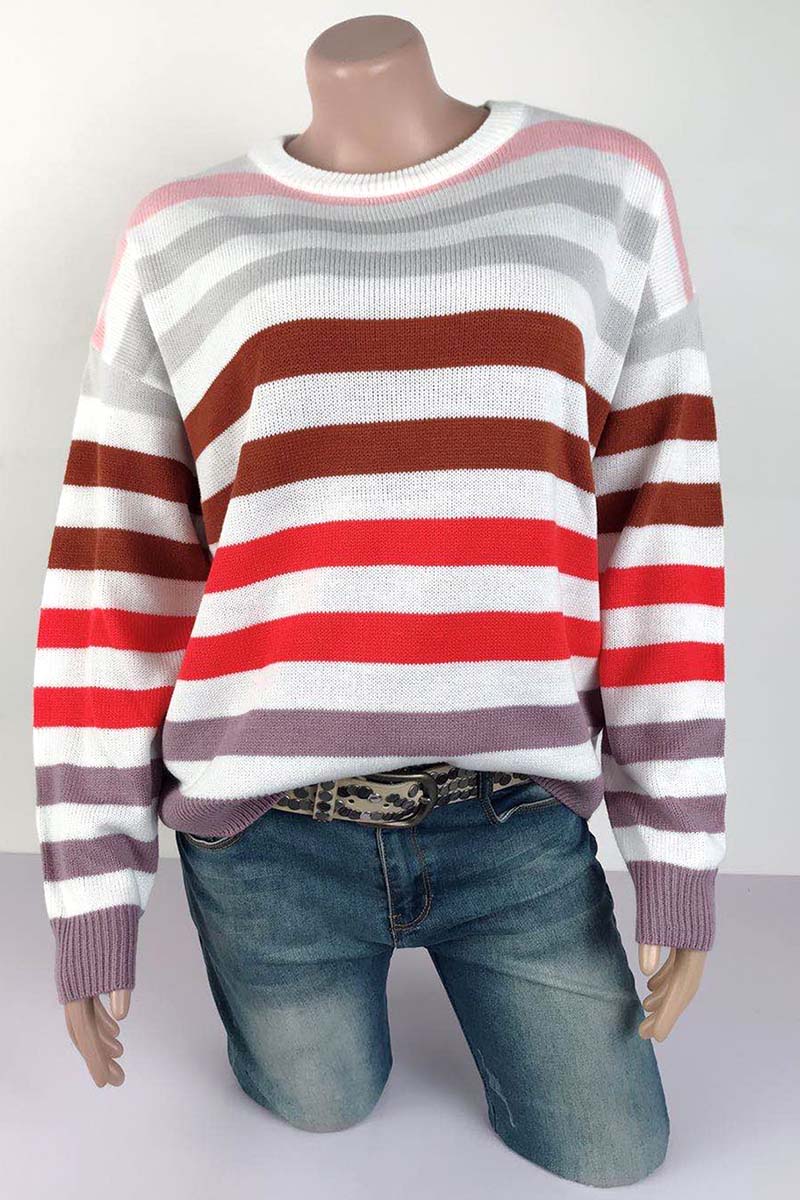 Striped Colorblock Pullover Sweater