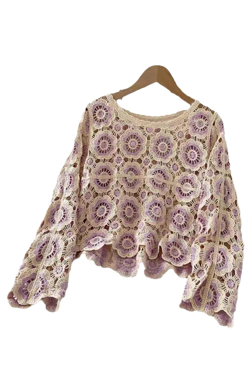 Floral Lace Knit Cover-Up Top