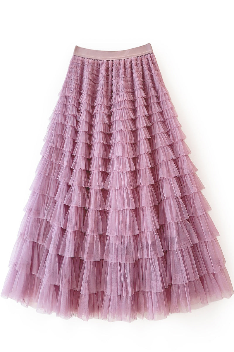 Layered Tulle Midi Skirt