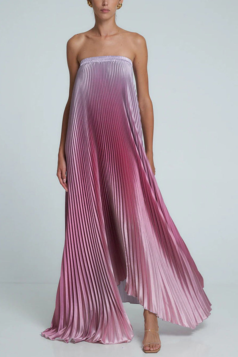 Strapless Pleated Dress