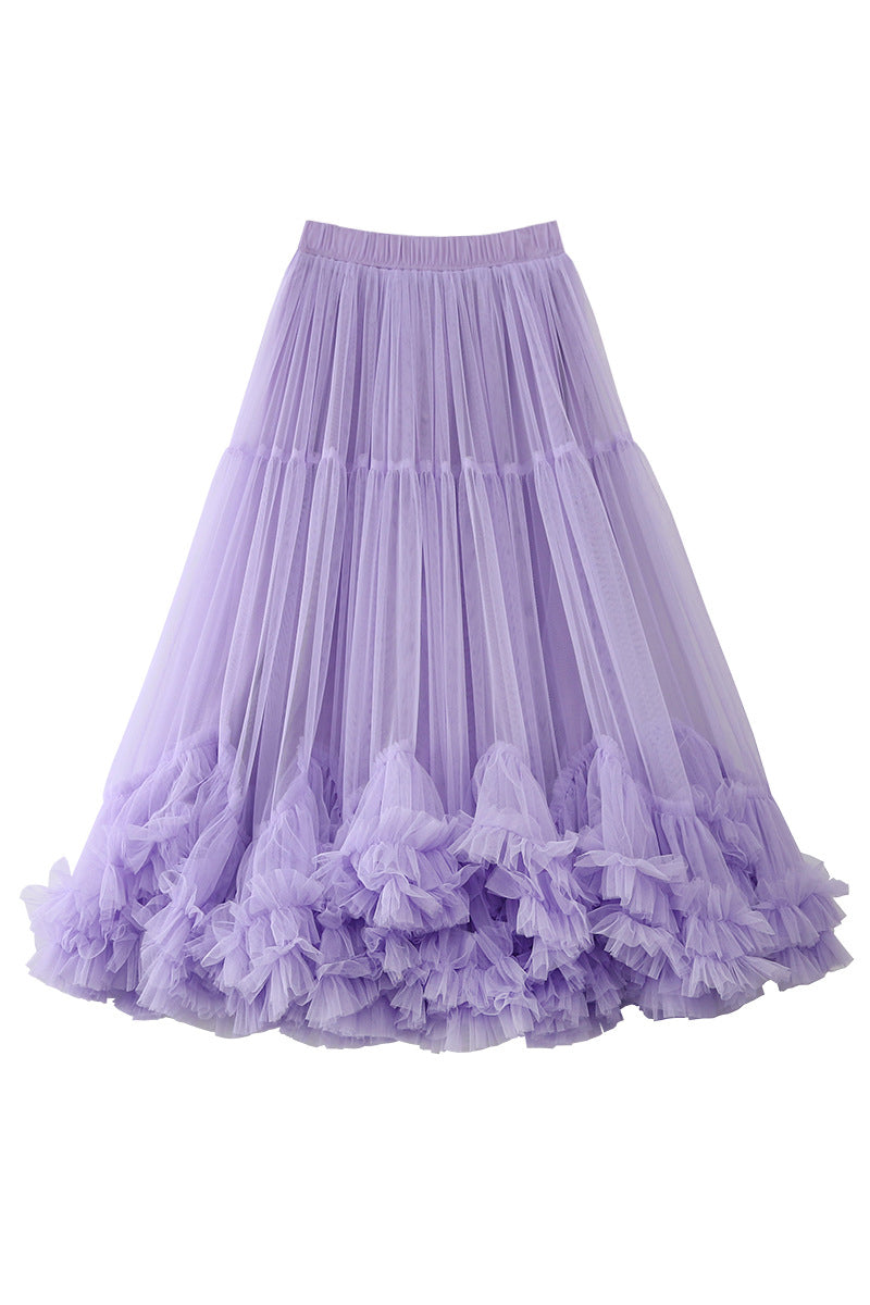 Ruffled Tiered Mesh Skirt