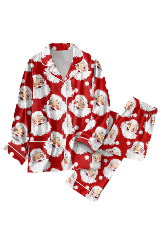 Festive Santa Print Pajama Set