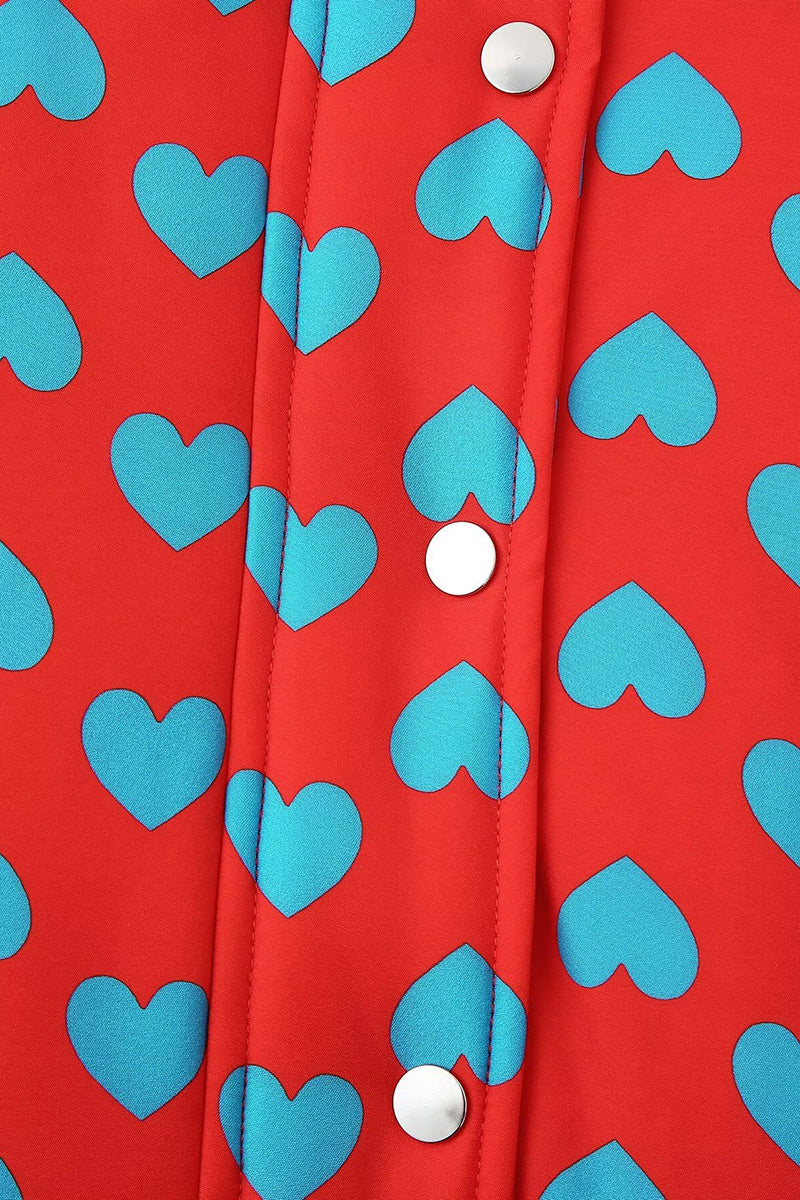 Heart Print Jacket and Skirt Set