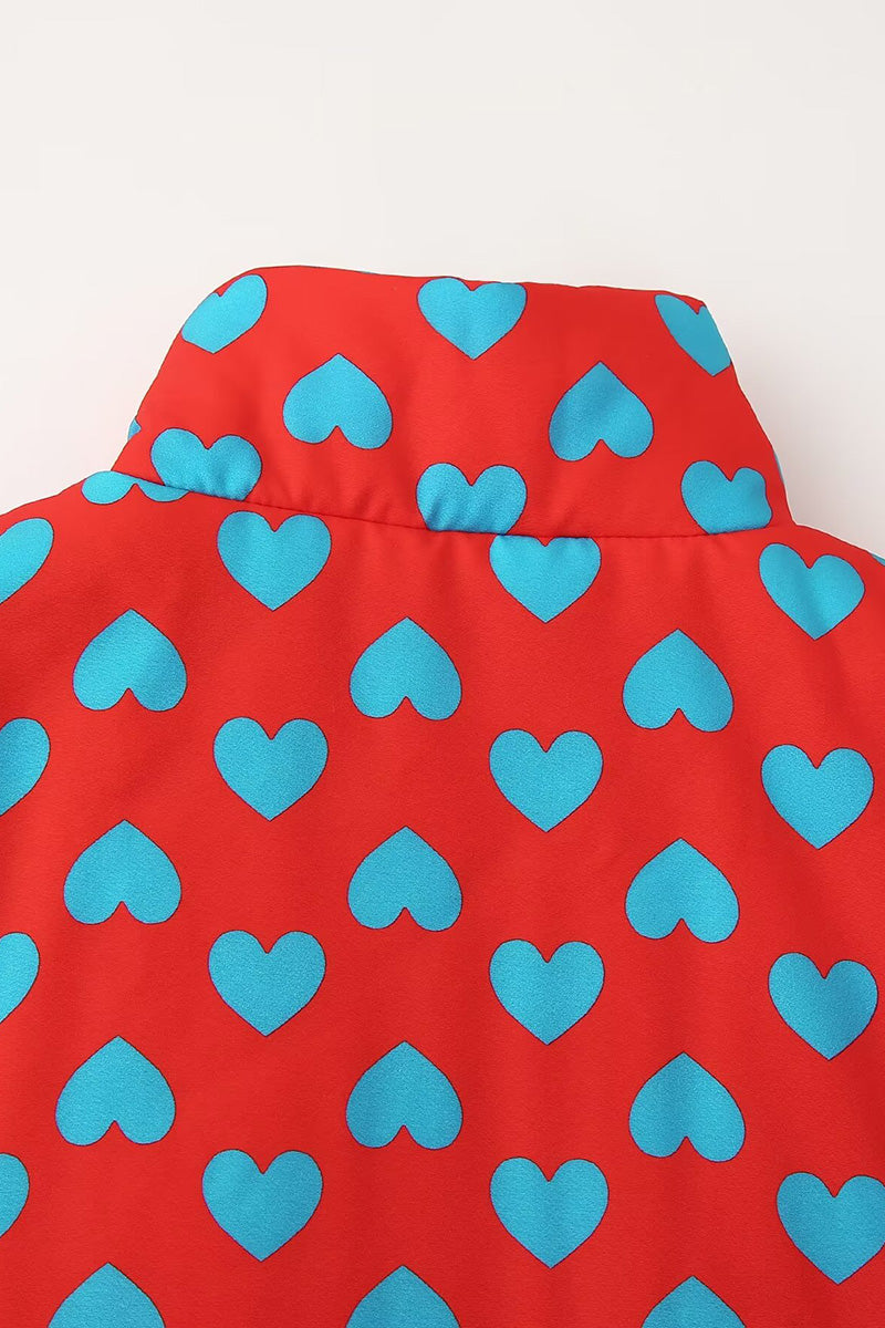 Heart Print Jacket and Skirt Set