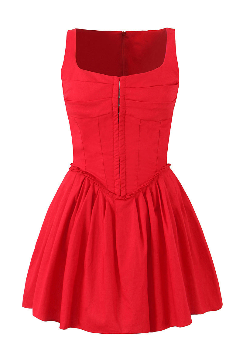 Corset-Style Mini Dress with Ruffled Hem