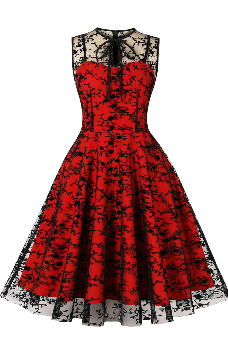 Floral Lace Bowknot Midi Dress