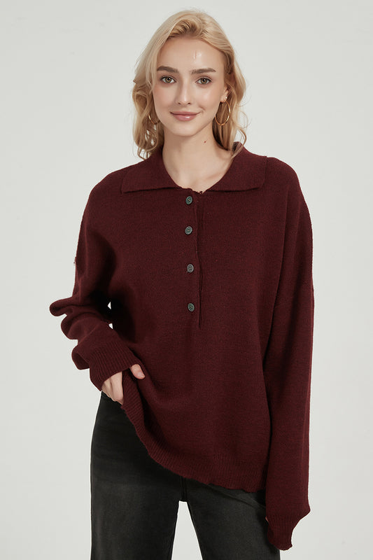 Buttoned Knit Sweater