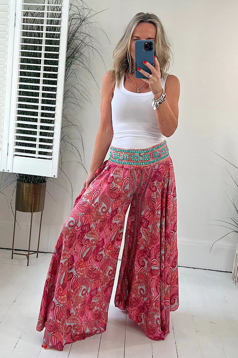 Boho Paisley Wide-Leg Pants