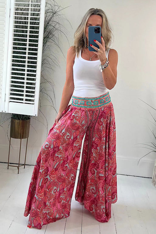Boho Paisley Wide-Leg Pants