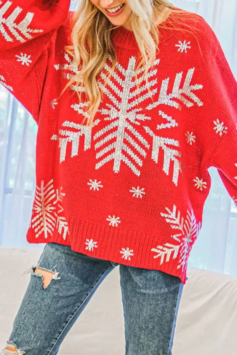 Christmas Snowflake Print Sweater