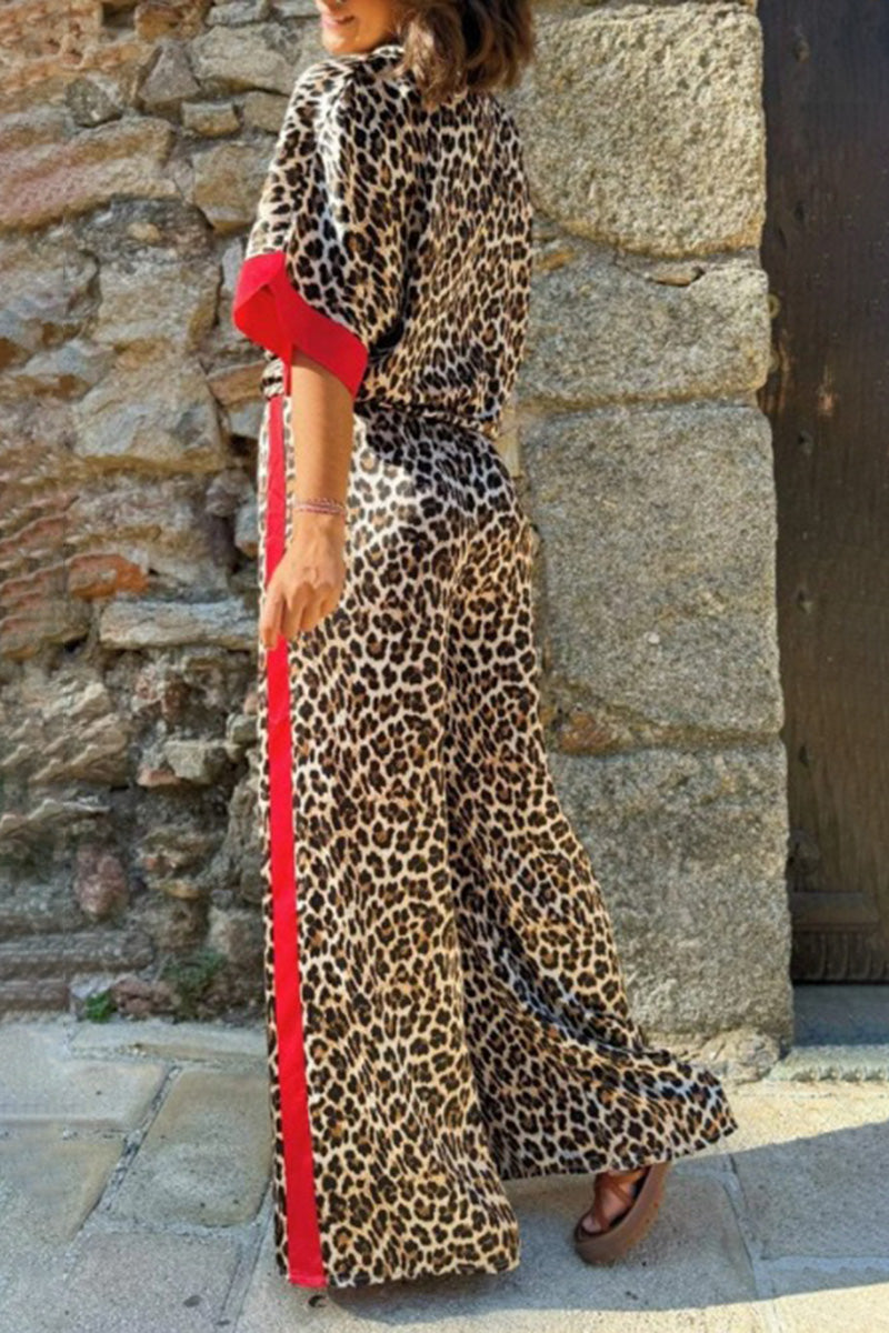 Leopard Print Contrast Trim Set