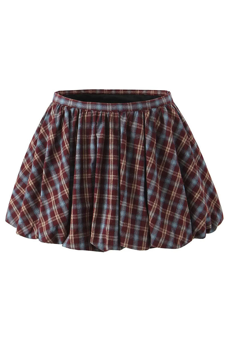 Pleated Plaid Mini Skirt