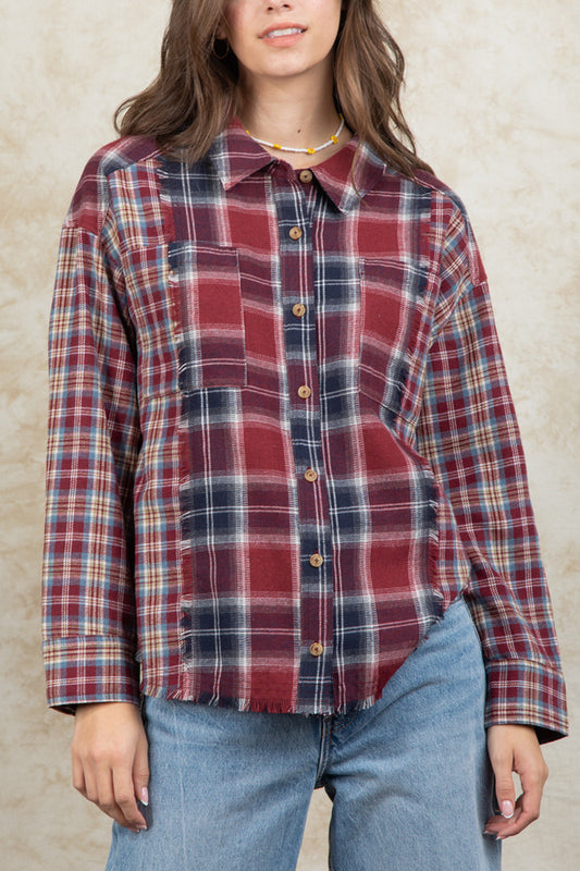 Plaid Patchwork Shirt