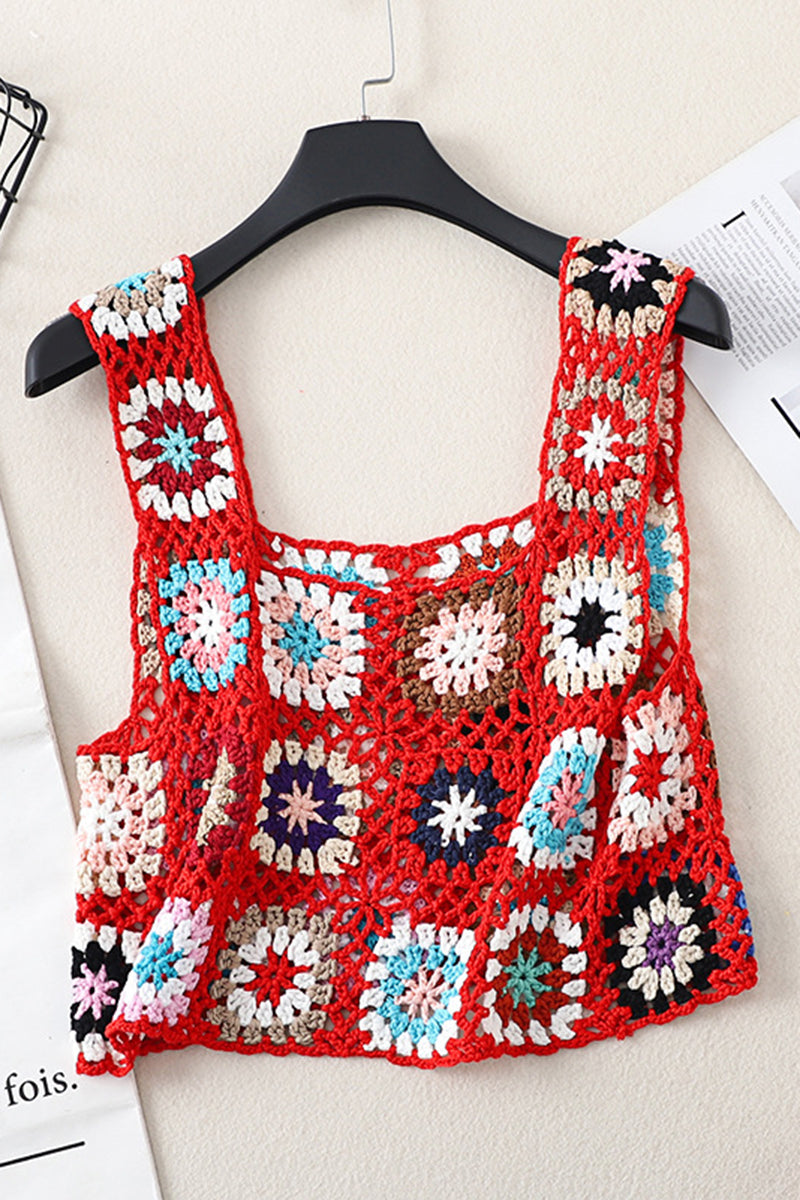 Colorful Pattern Crochet Crop Top