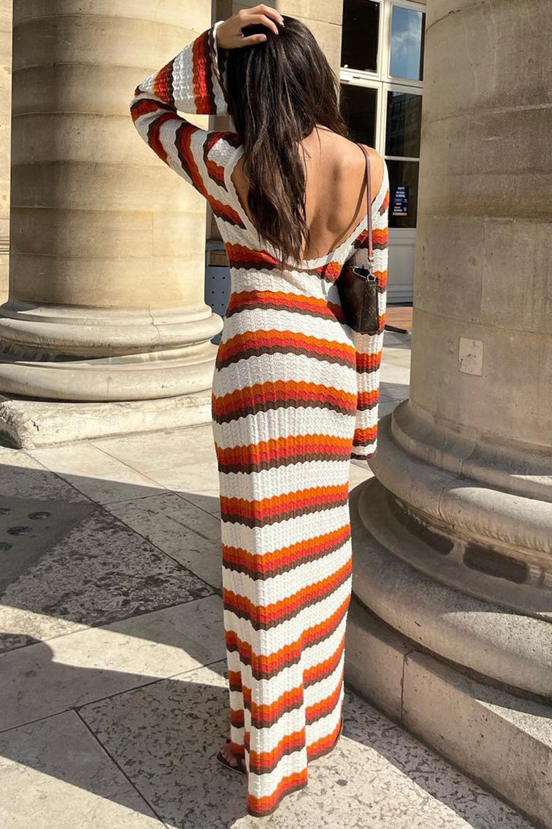 Striped Crochet Maxi Dress