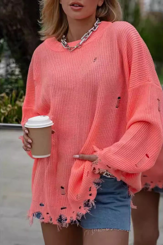 Distressed Oversized Knit Sweater