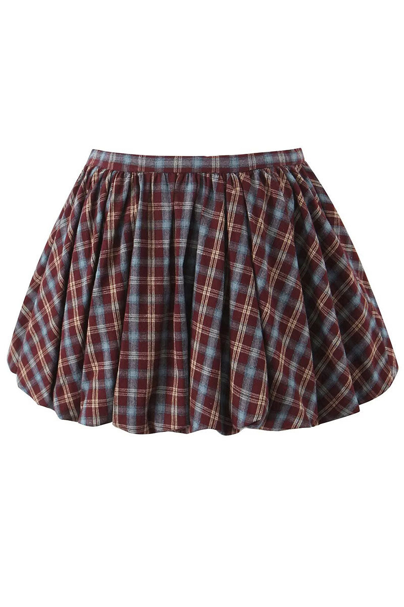 Pleated Plaid Mini Skirt