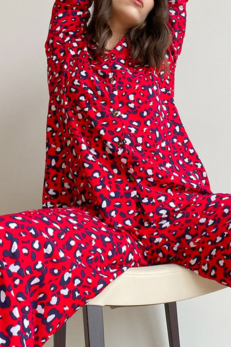 V-Neck Printed Pajama Set