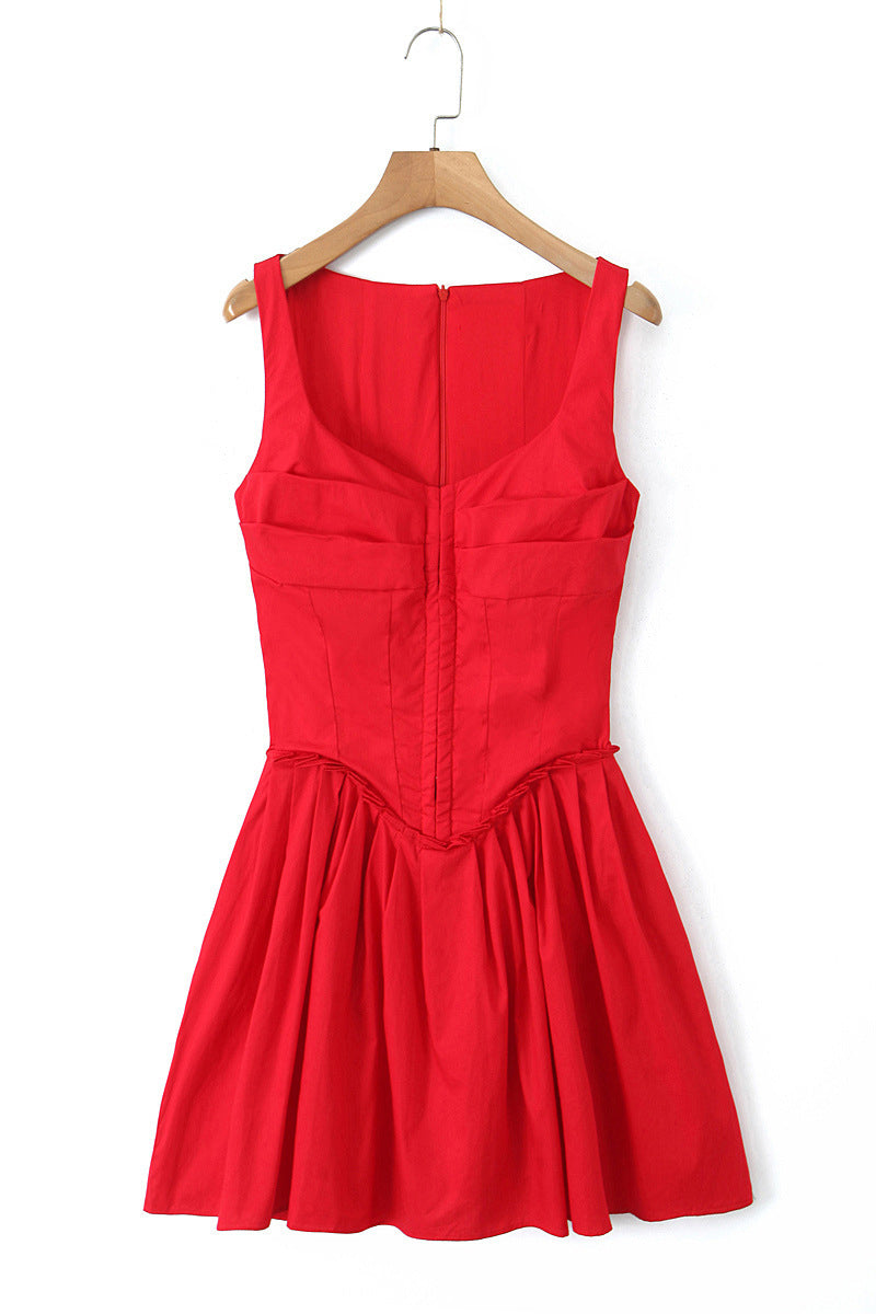 Corset-Style Mini Dress with Ruffled Hem