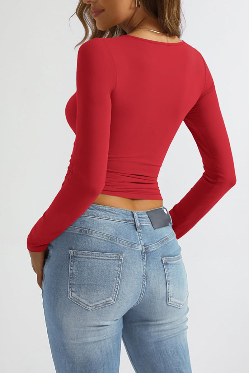 Ruched Square Neck Crop Top