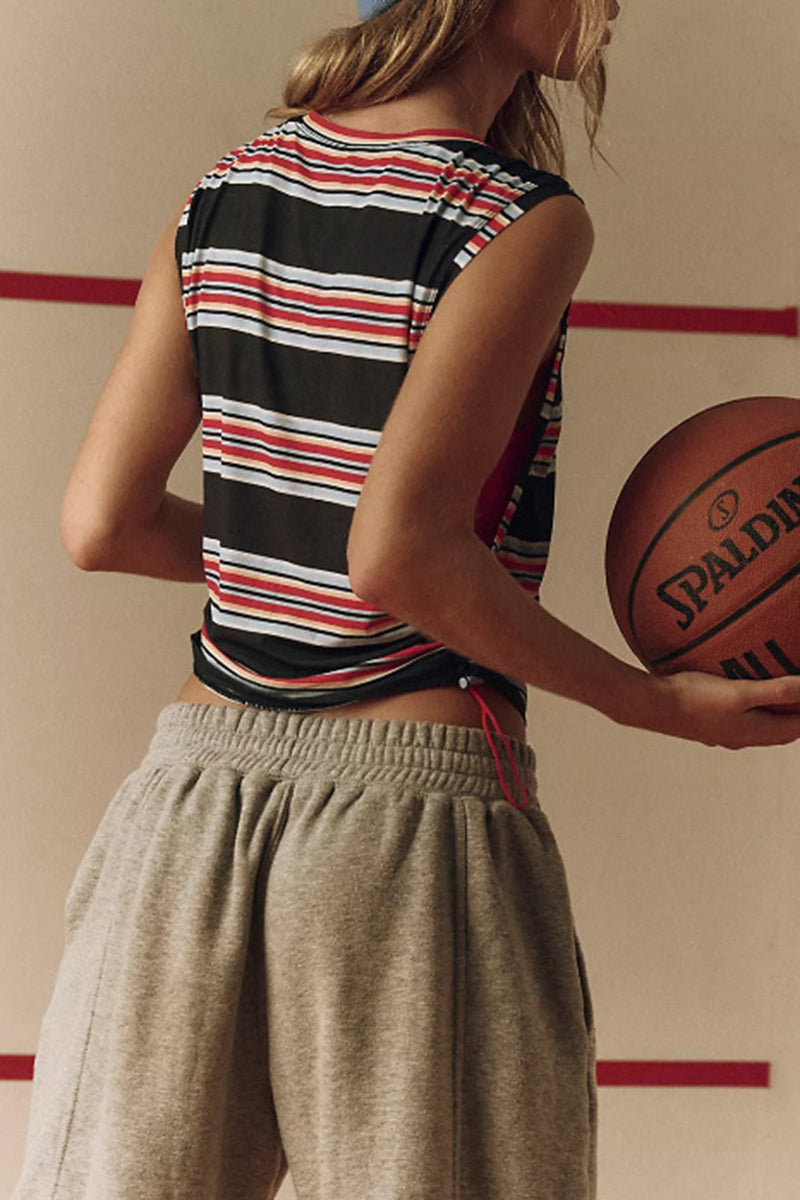 Striped Sleeveless Athletic Top