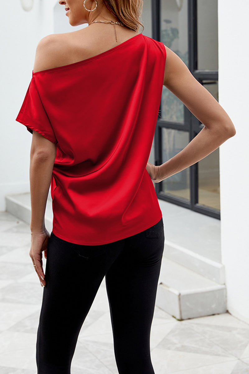 One-Shoulder Satin Top