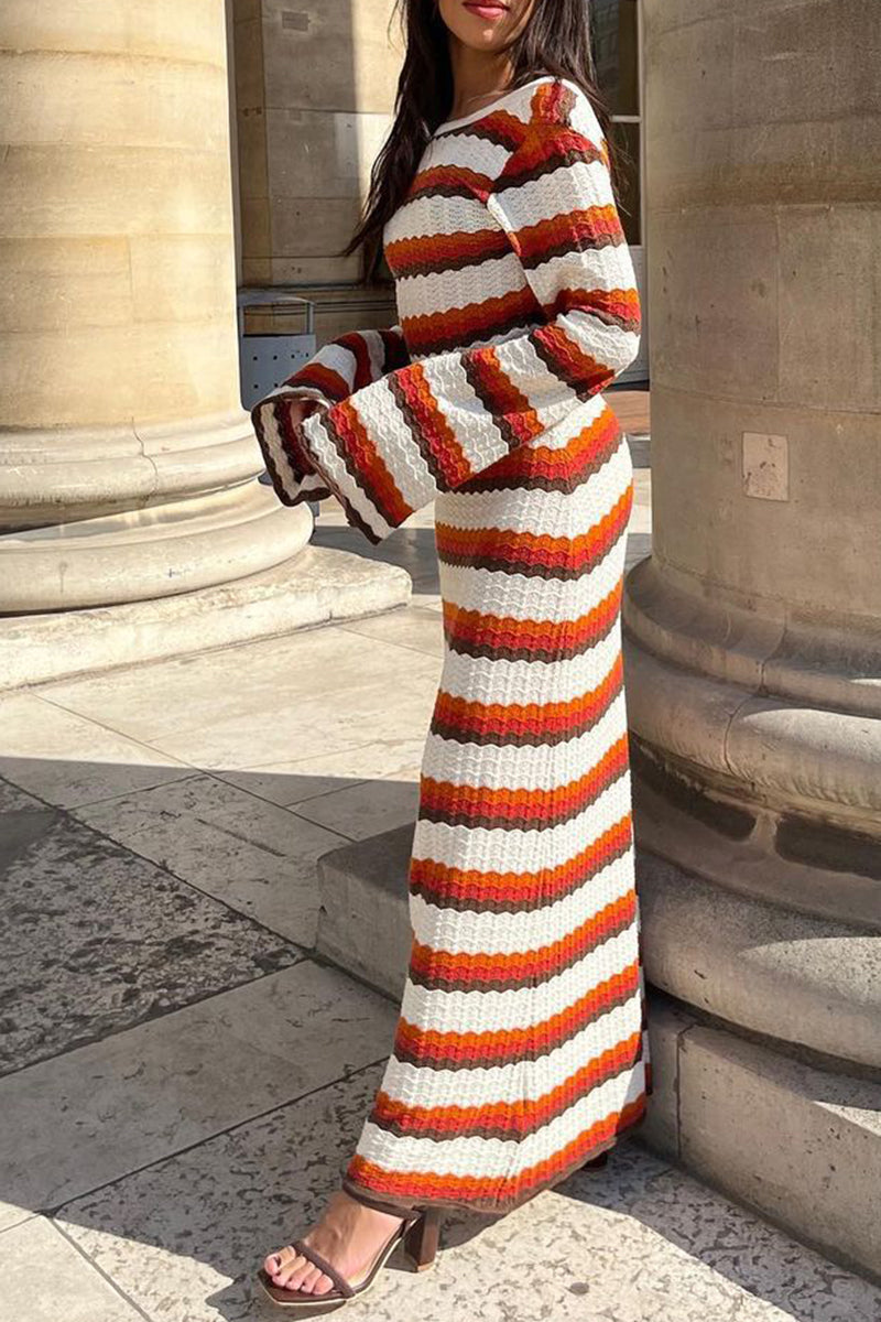 Striped Crochet Maxi Dress