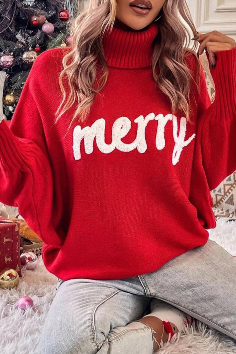 Turtleneck Sweater with Text Detail