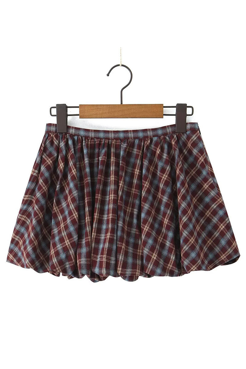 Pleated Plaid Mini Skirt