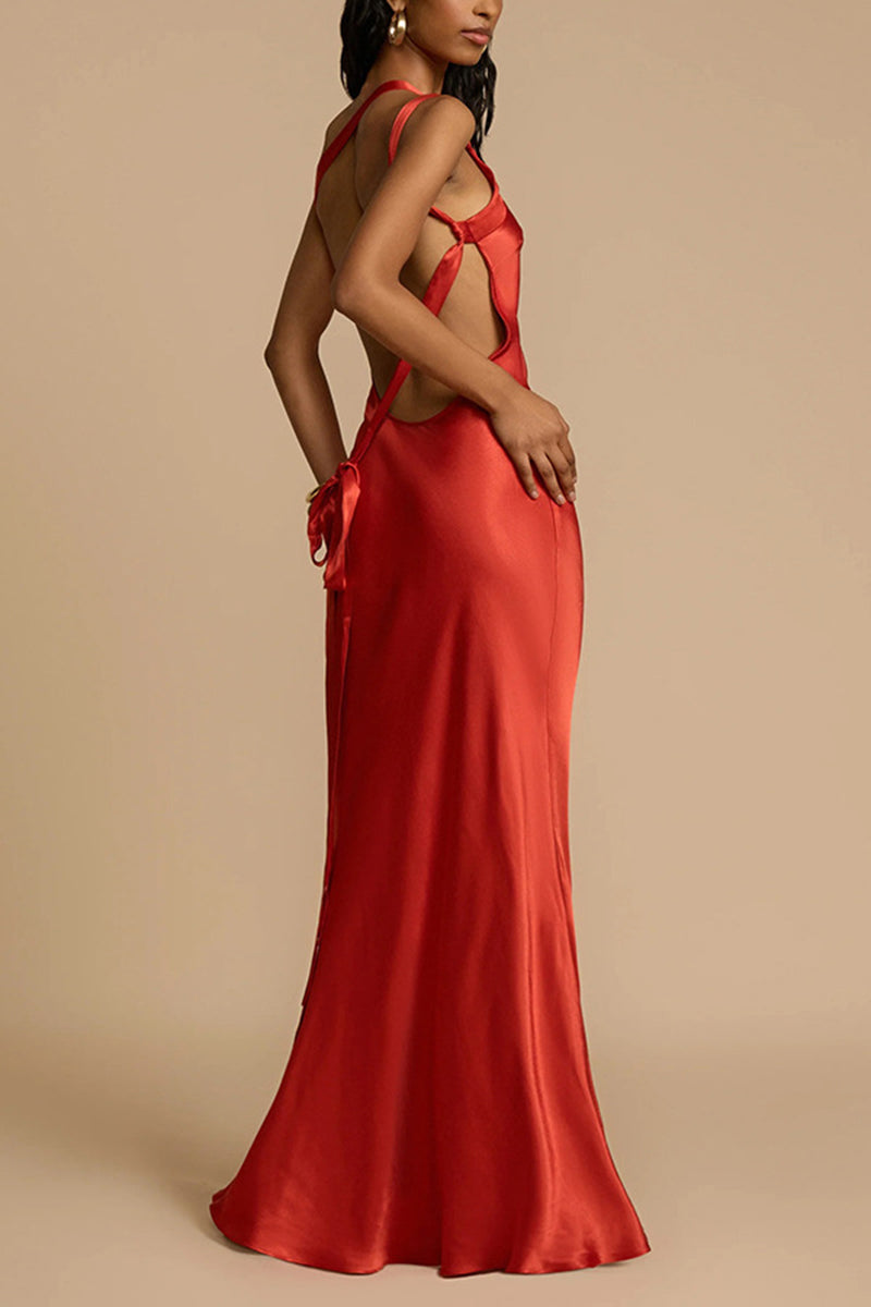 One-Shoulder Satin Maxi Dress