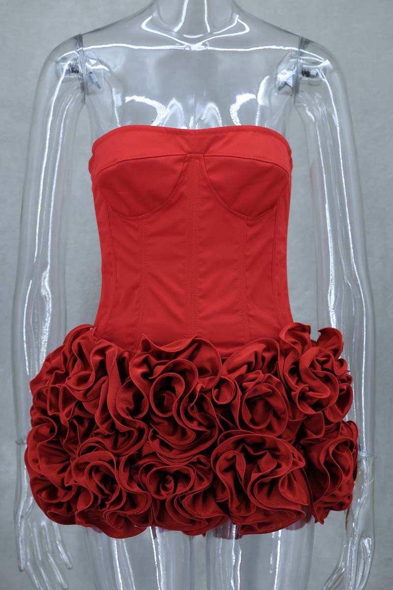 Strapless Tube Top with Layered Ruffle Skirt