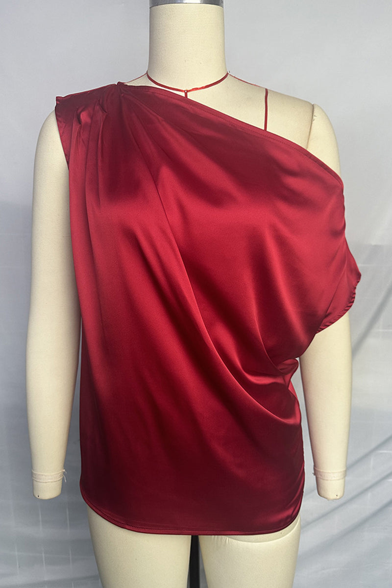 One-Shoulder Satin Top