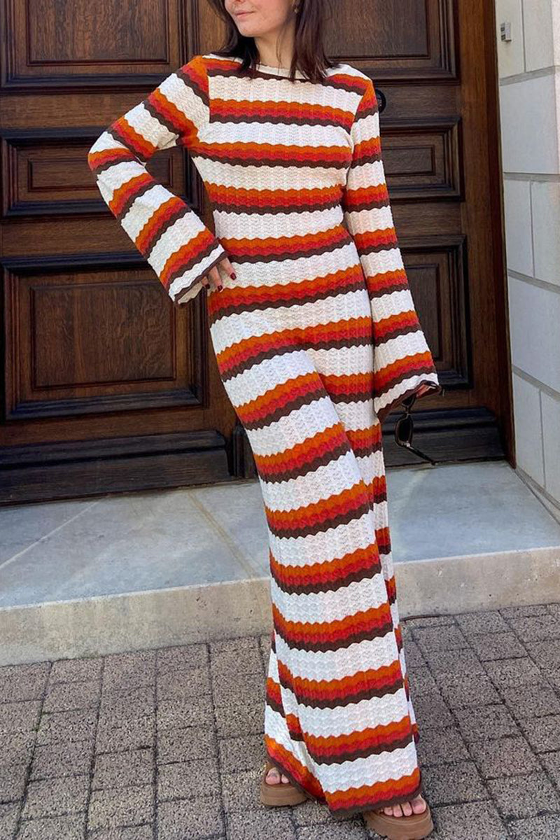 Striped Crochet Maxi Dress