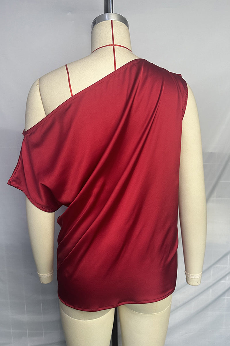 One-Shoulder Satin Top