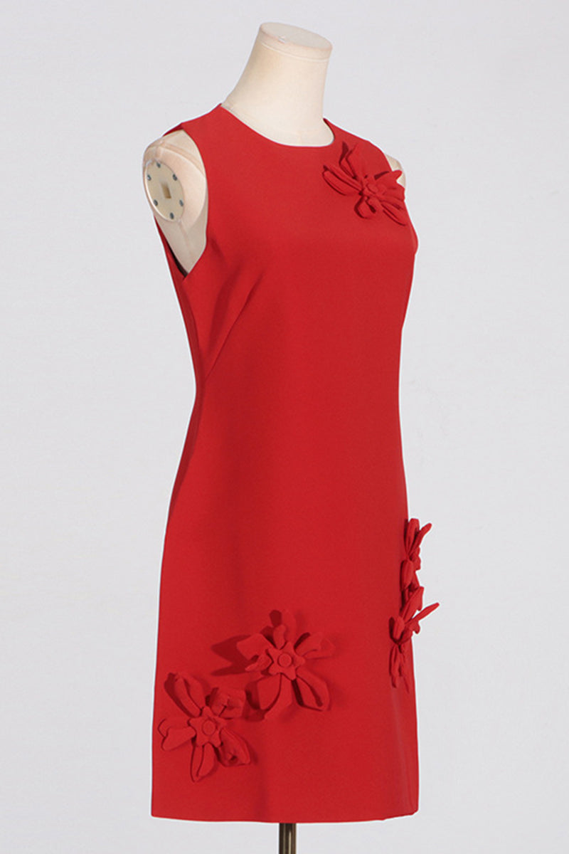 3D Floral Applique Sleeveless Mini Dress