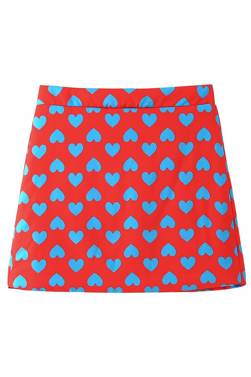 Heart Print A-Line Skirt