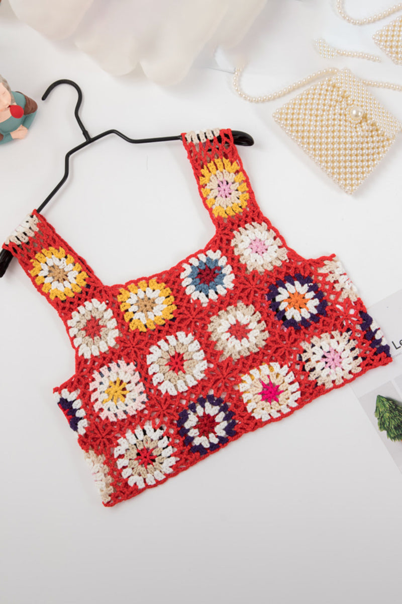 Crochet Patchwork Crop Tank Top