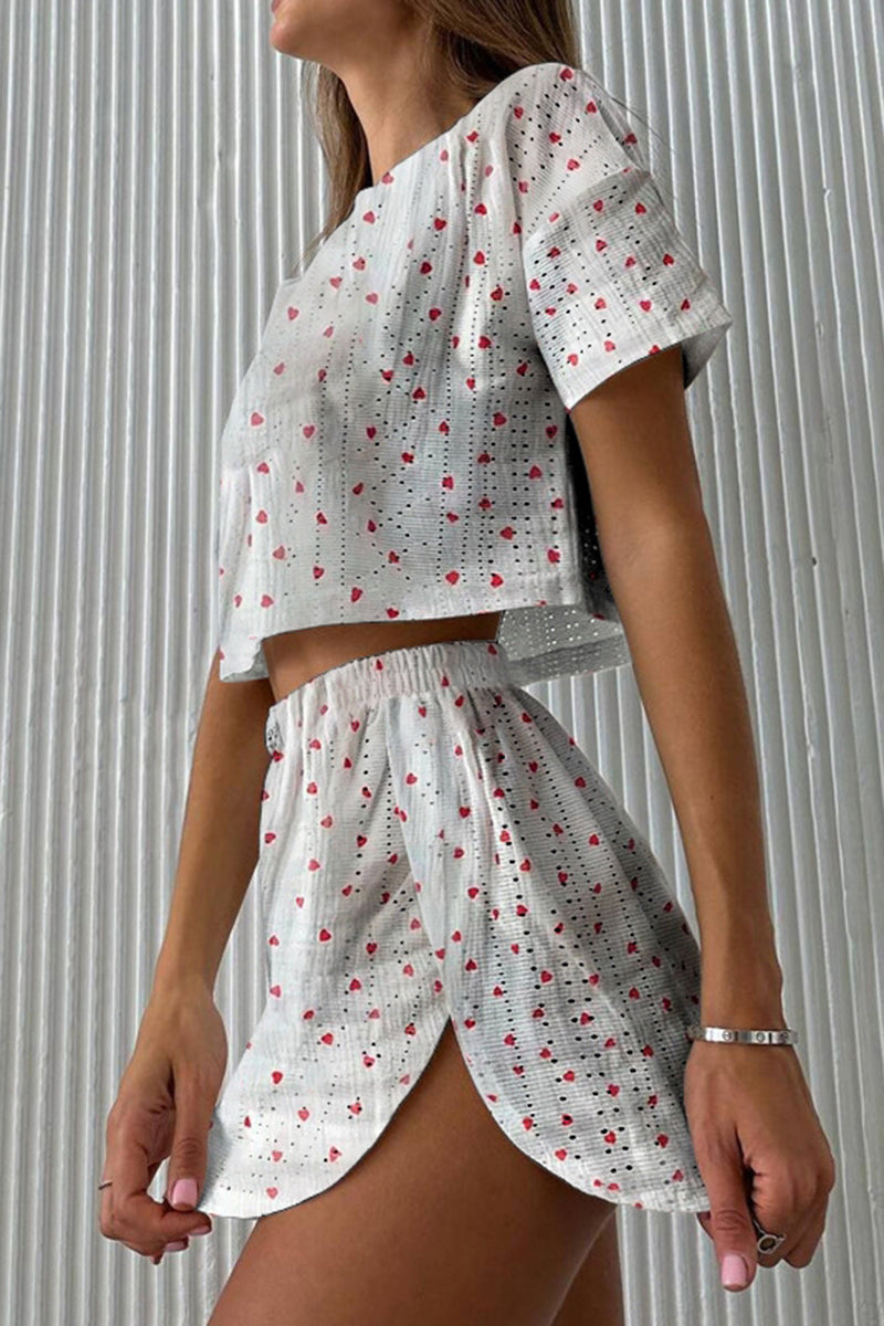 Printed Crop Top and Shorts Set