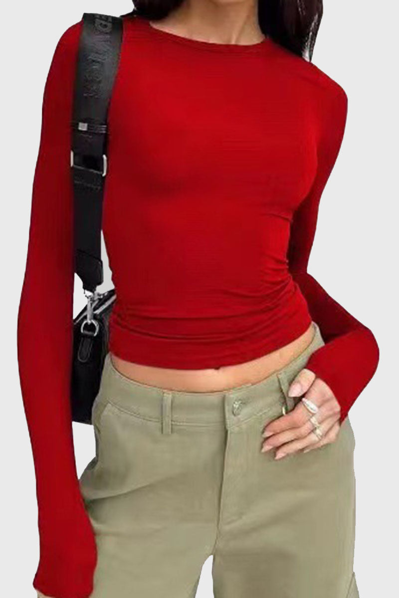 Fitted Long Sleeve Crop Top