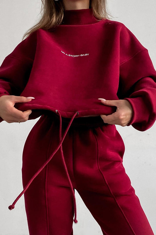 Minimalist High-Neck Hoodie and Jogger Set