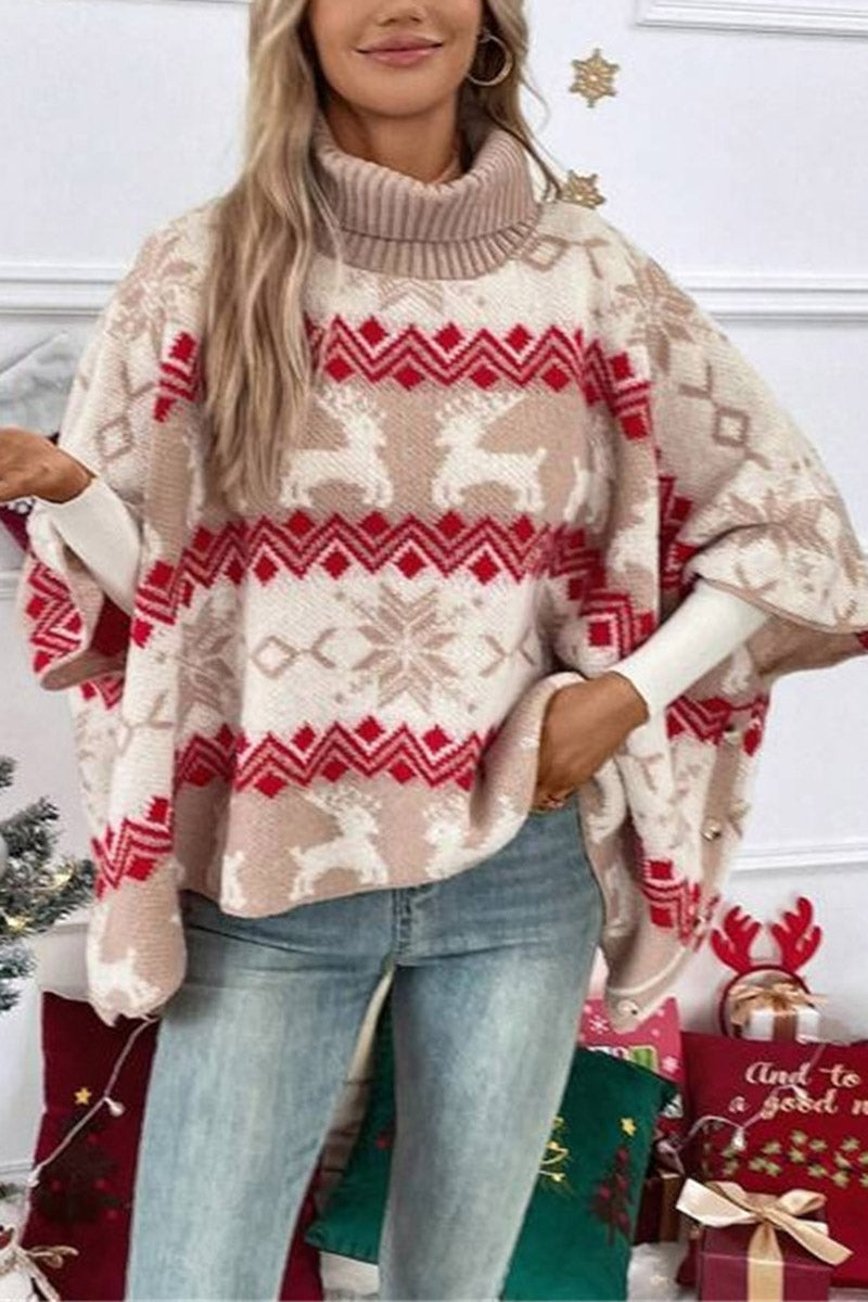 Festive Reindeer Batwing Sleeve Sweater