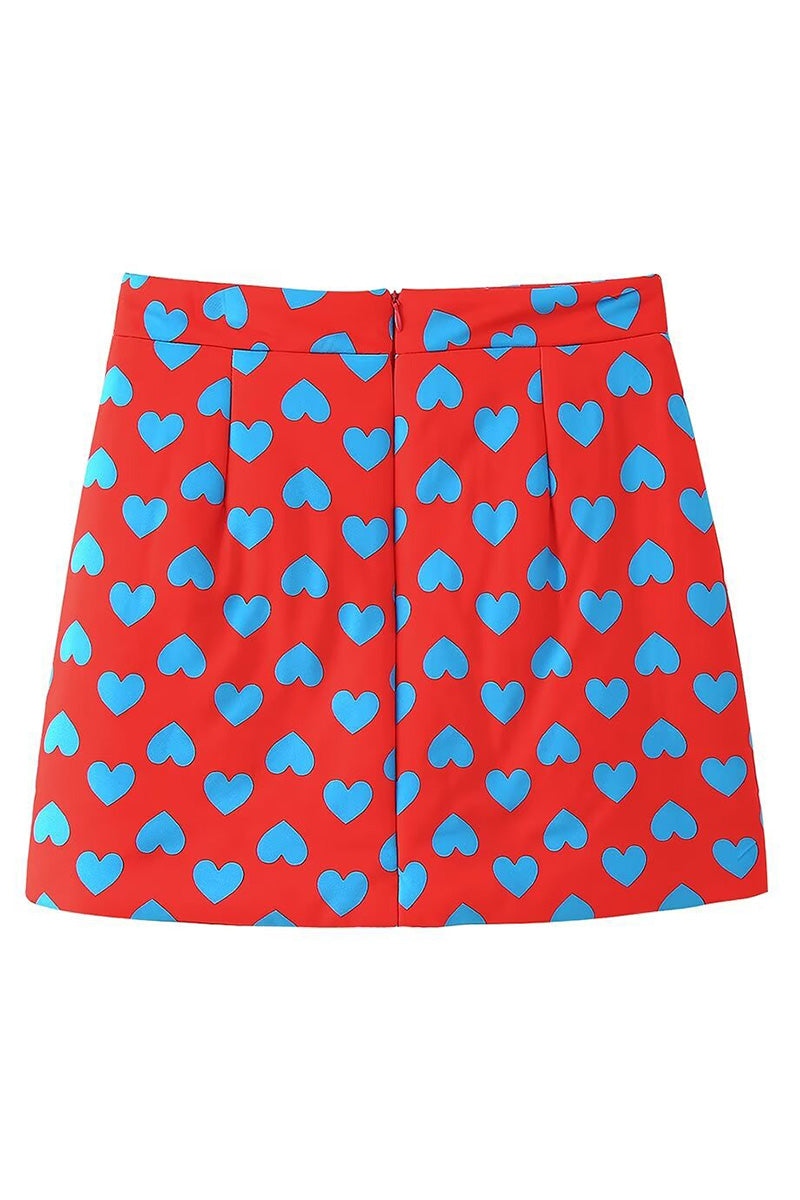 Heart Print A-Line Skirt