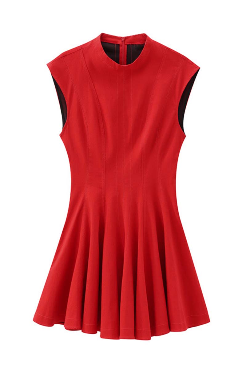 Sleeveless Pleated Mini Dress